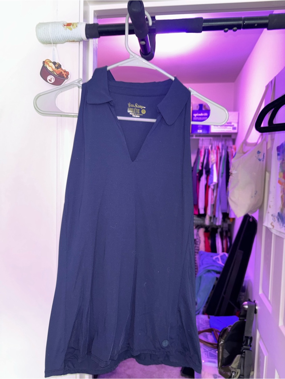 Lilly Pulitzer Navy Sleeveless Collared V-Neck Tank